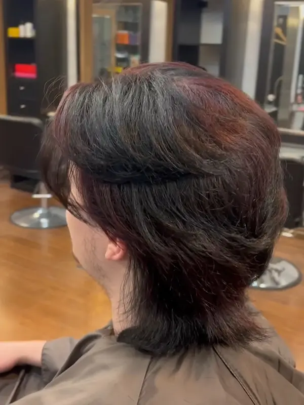 After a full hair color service with a dark cherry finish by CocoRez in Port Coquitlam.