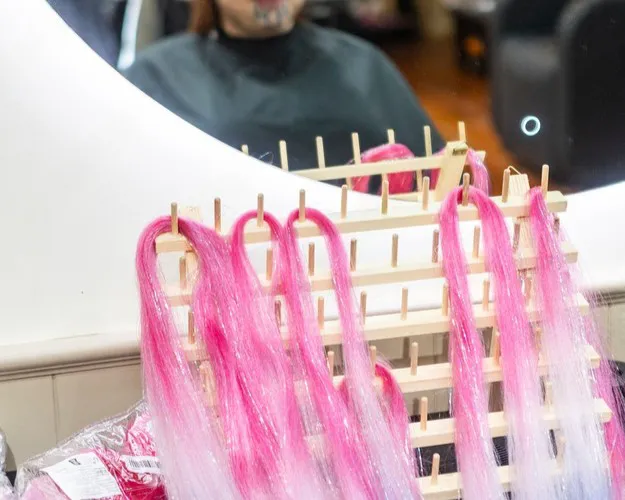 Hair tinsel Port Coquitlam clients love, sparkling strands installed at CocoRez.